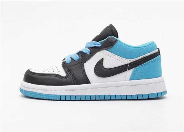 Youth Running Weapon Air Jordan 1 Black/Blue/White Low Top Shoes 0077